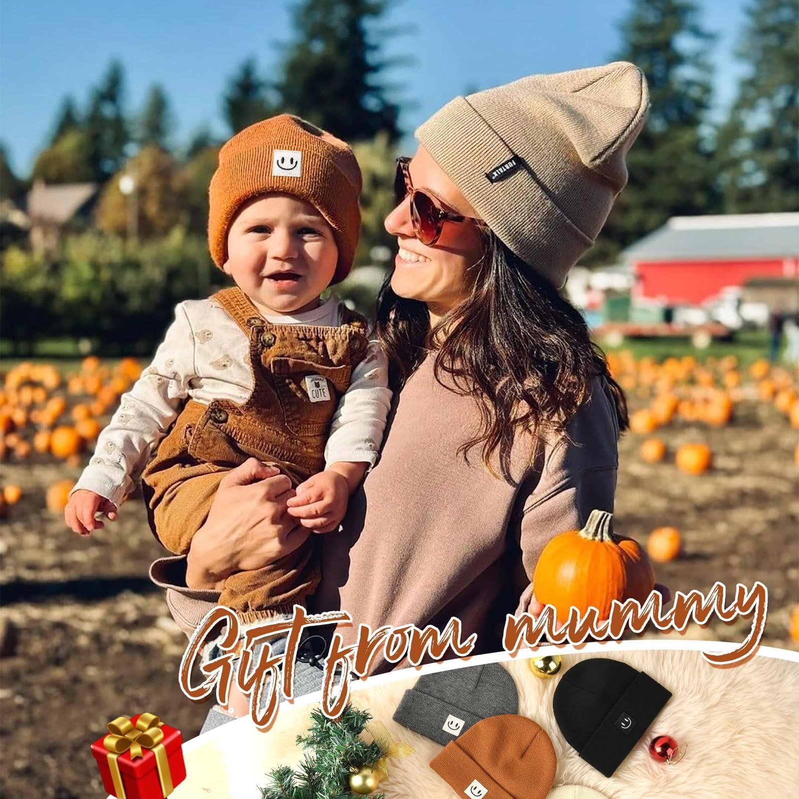 FURTALK Baby Beanie Cute Toddler Winter Hat Knit Boys Girls Warm 2 Pack Kids Embroidered Beanies Cap for 0-8 Years