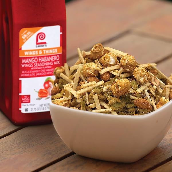 LAWRY’S MANGO HABANERO WINGS SEASONING MIX, 21.75 OZ – ONE 21.75 OUNCES OF MANGO HABANERO DRY RUB SEASONING FOR A SWEET, SPICY FLAVOR – BEST ON CHICKEN WINGS AND FRIED FOODS