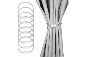8 Pcs Magnetic Curtain Tiebacks Convenient Drape Tie Backs, Pearl Decorative Rope Holdback Holder for Home, Hotel Window Deco