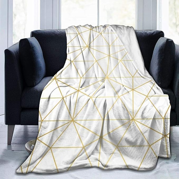 Popsastaresa UltraSoft Micro Fleece Blanket,Gold Geometric Rhombus