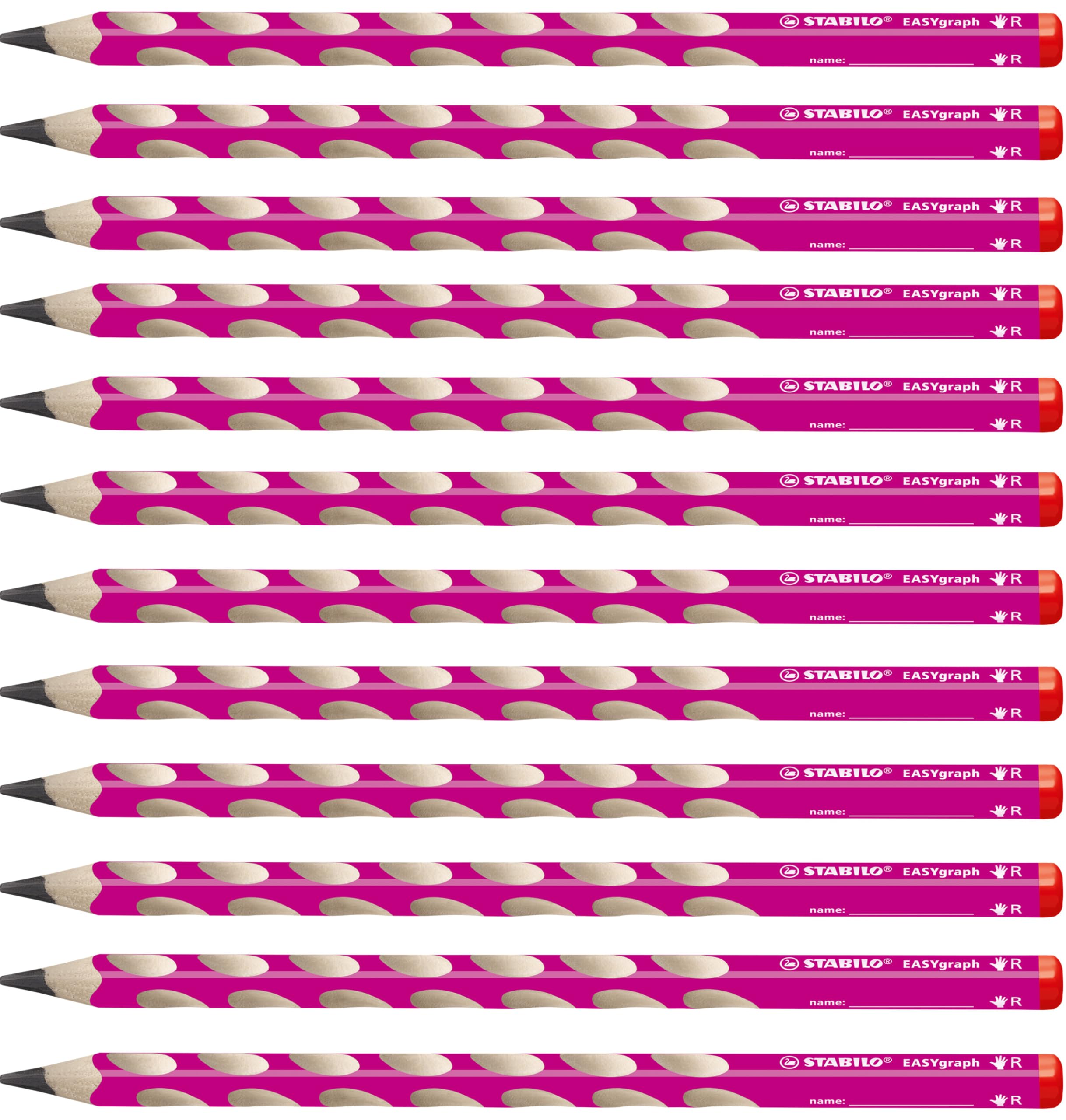 STABILO Ergonomic Graphite Pencil EASYgraph - Right-Handed - Pink - Pack of 12-2B