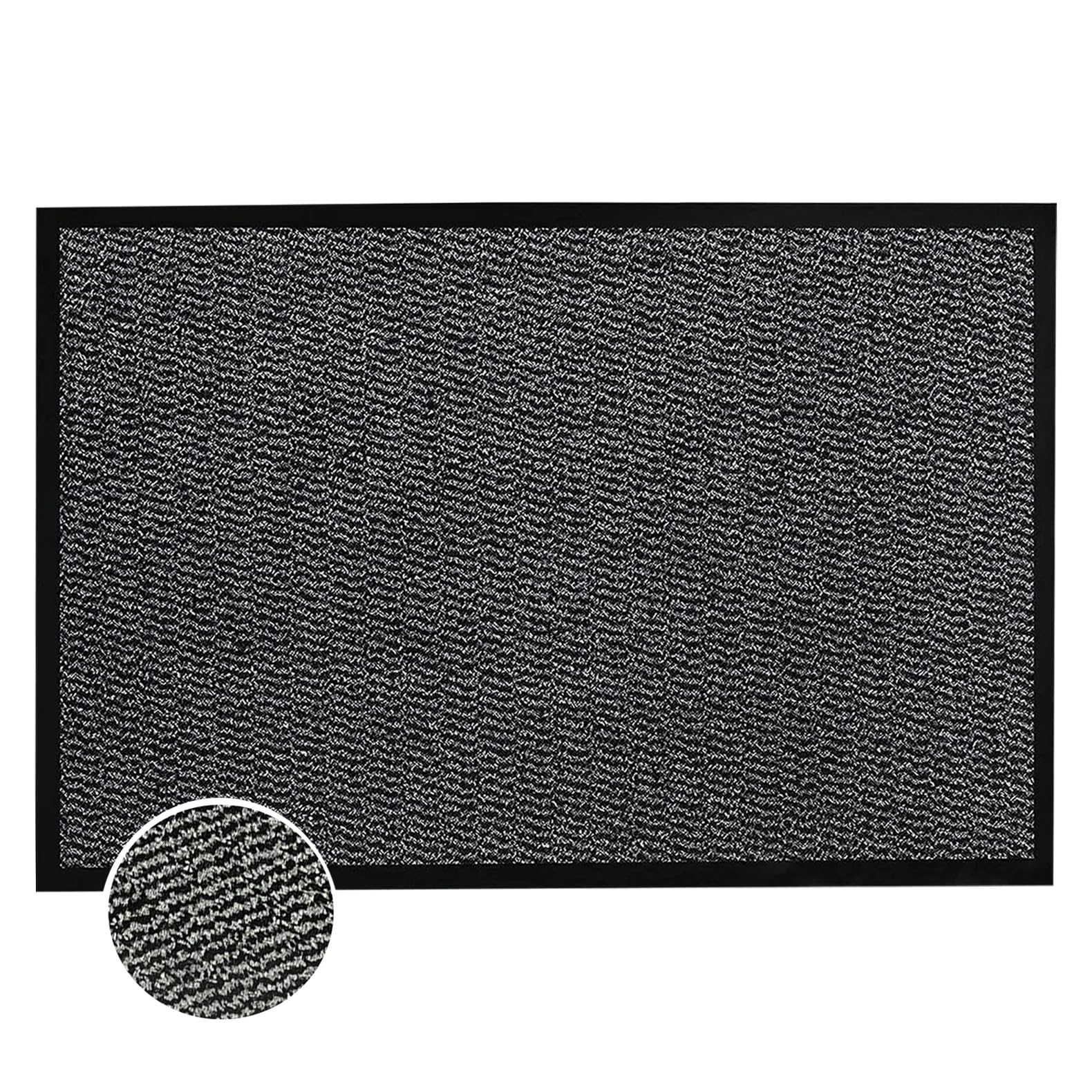 SAFRI Dirt Trapper Door Mat Indoor & Outdoor Washable Barrier Mat Non-Slip Entrance Rug Shoes Scraper Dirt Absorbent Front Doormat Carpet Rug Runner (Grey & Black, 50 x 80cm)