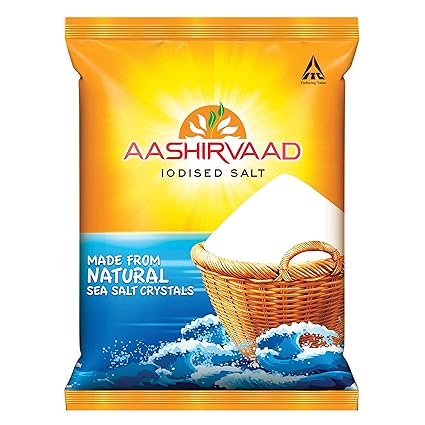 Aashirvaad Salt, 1kg, Iodised Salt Made from Natural Sea Salt Crystals