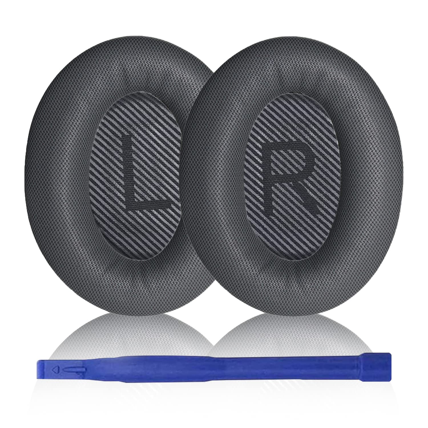 Aiivioll QC45 Replacement Ear Pads Cushions Earpads for Bose QuietComfort 45 (QC45) Wireless Headphones Softer Leather High-Density Noise Cancelling Foam,Earpads Repair Part（Dark Gray+Black）