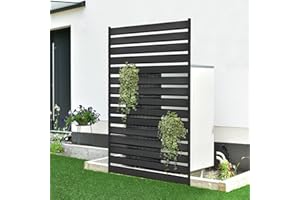 COLRASN 60" H x 38" W Air Conditioner Fence Screen Trash Can Privacy Fence Panels for Outside Unit, Pool Eequipment Enclosure, No Dig Backyard Fencing (Black)