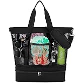 SelfTek Beach Tote Bag with Cooler compartment, Waterproof Sandproof Daily Pool Swim Travel Essentials