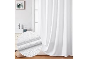 OVZME Berry 78 Inch Shower Curtain Set with 12 Plastic Hooks, 3D Embossed Fabric White Shower Curtain for Bathroom - Long Shower Curtain, Water Resistance, Machine Washable Soft Cloth, 72X78, White