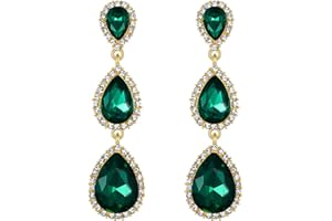 EleQueen Teardrop Pear Shape Long Earrings Inspired Austrian Crystal Dangle Earrings Jewelry Gift for Women Wedding Bridal