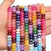 BONNY BOXX 1 Strand Natural 5 * 8mm Mulitcolor Rondelle Beads, Natural Abacus Disk Stone Beads Loose Spacer Gemstone for DIY Bracelet Necklace Jewelry Making (Style 3)