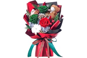 Polylove Forever Flowers Bouquet 3-Piece Preserved Roses with Bear Gift Box for Wife Mother Valentines Day Mothers Day Anniversary Birthday (Red)