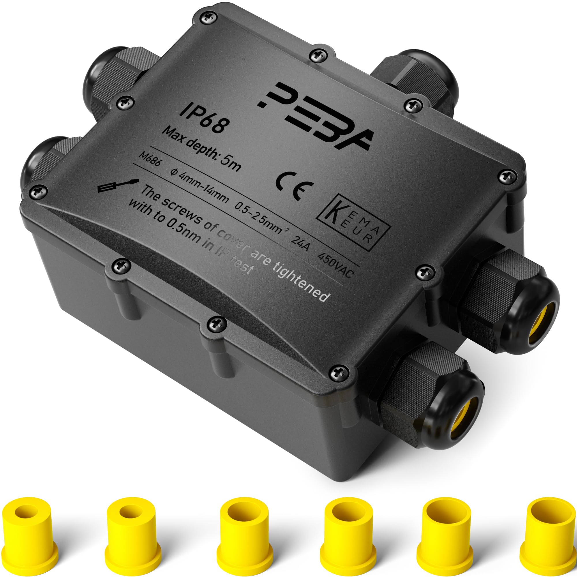 Waterproof Junction Box Outdoor Waterproof IP68 5-Way Cable Connector External Sleeve Coupler 4mm-14mm