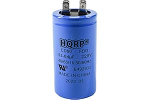 HQRP 53-64uf 220V Start Capacitor Works with AC Electric Motor Start HVAC Blower Compressor Pump Garage Door Opener 53-64MFD 