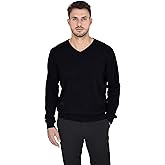 Cashmeren Men's Essential Knit V-Neck Sweater 100% Merino Wool Long Sleeve Classic Pullover