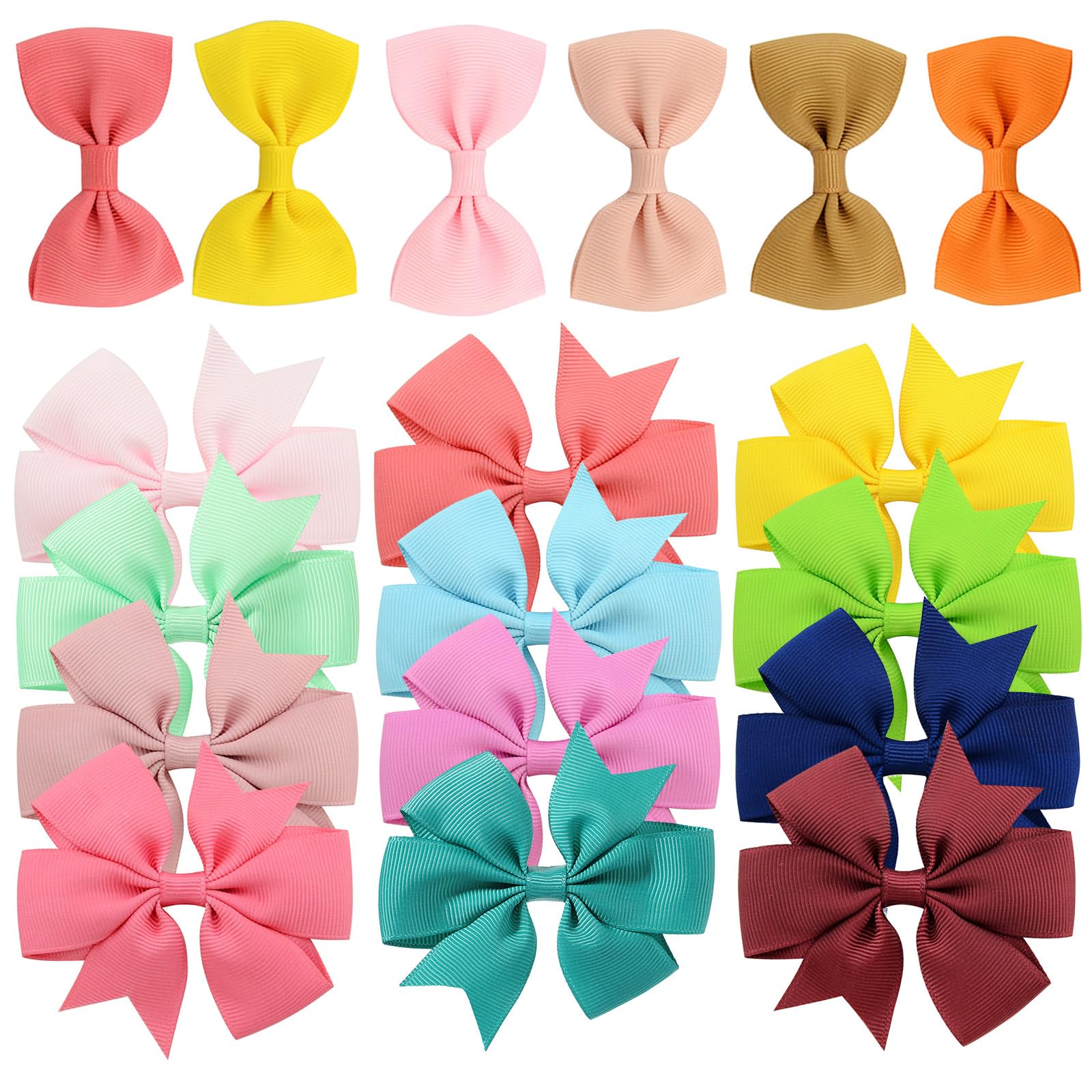 B-HOT 18Pcs Baby Girls Hair Bows Clips Non-slip Hair Barrettes for Infant Toddlers Kids Alligator Clip with Grosgrain Ribbon Covered Hair Clip Multicolor #A
