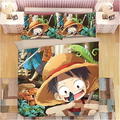 Amazon 漫画アニメワンピースルフィ漫画アニメ学生寮スリーピースセットシート1 5 1 8m男の子寝具 Color Cartoon 7 Size Au Double 180 210 敷きふとんカバー オンライン通販