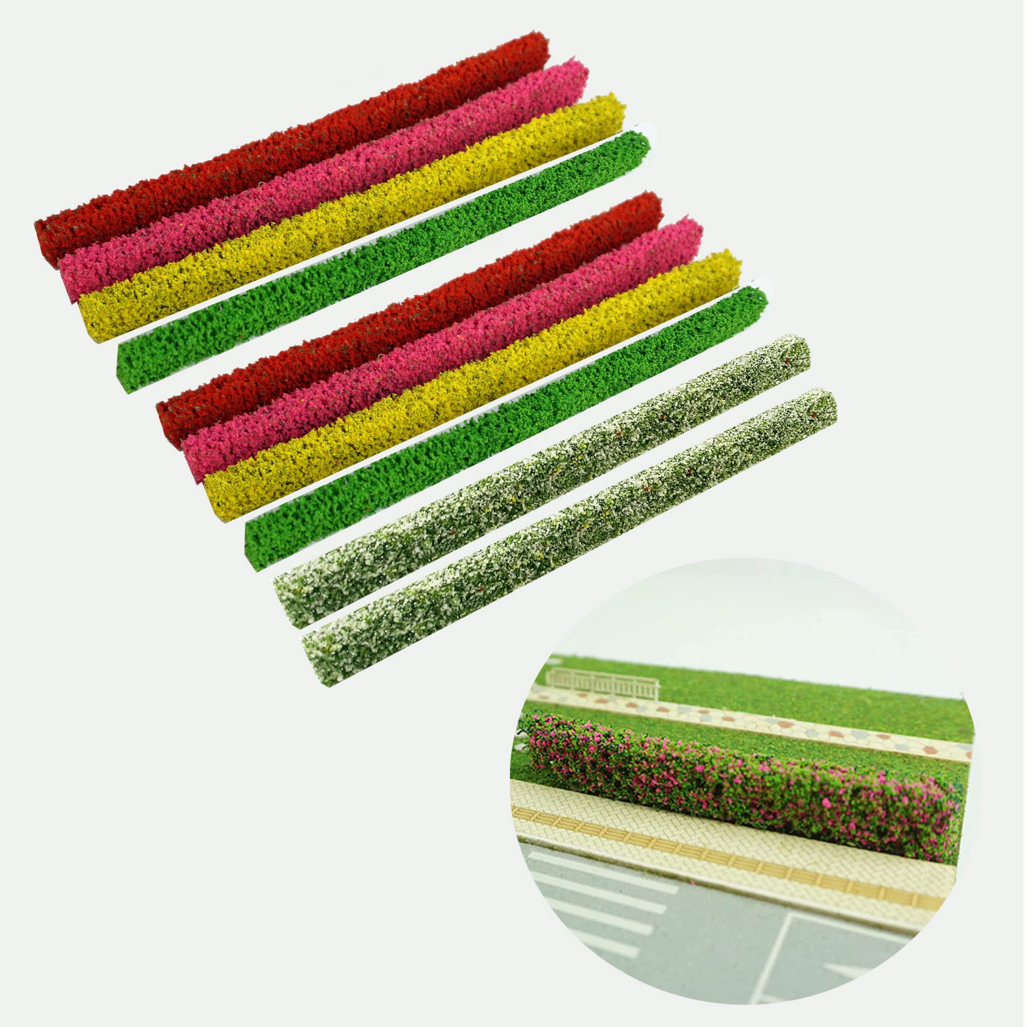 Cayway 10 Pcs Miniature Shrub Strips 7.9 Inches Static Shrub Vegetation Groups Bush Model Groups Bush Model Static Scenery Model Aritificial Plants (Light Color)