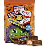 Butterfinger, CRUNCH, Baby Ruth, 100 Grand, Kinder Bueno, Kinder Chocolate, Halloween Candy Fun Size, 130 Minis, 36.9 oz