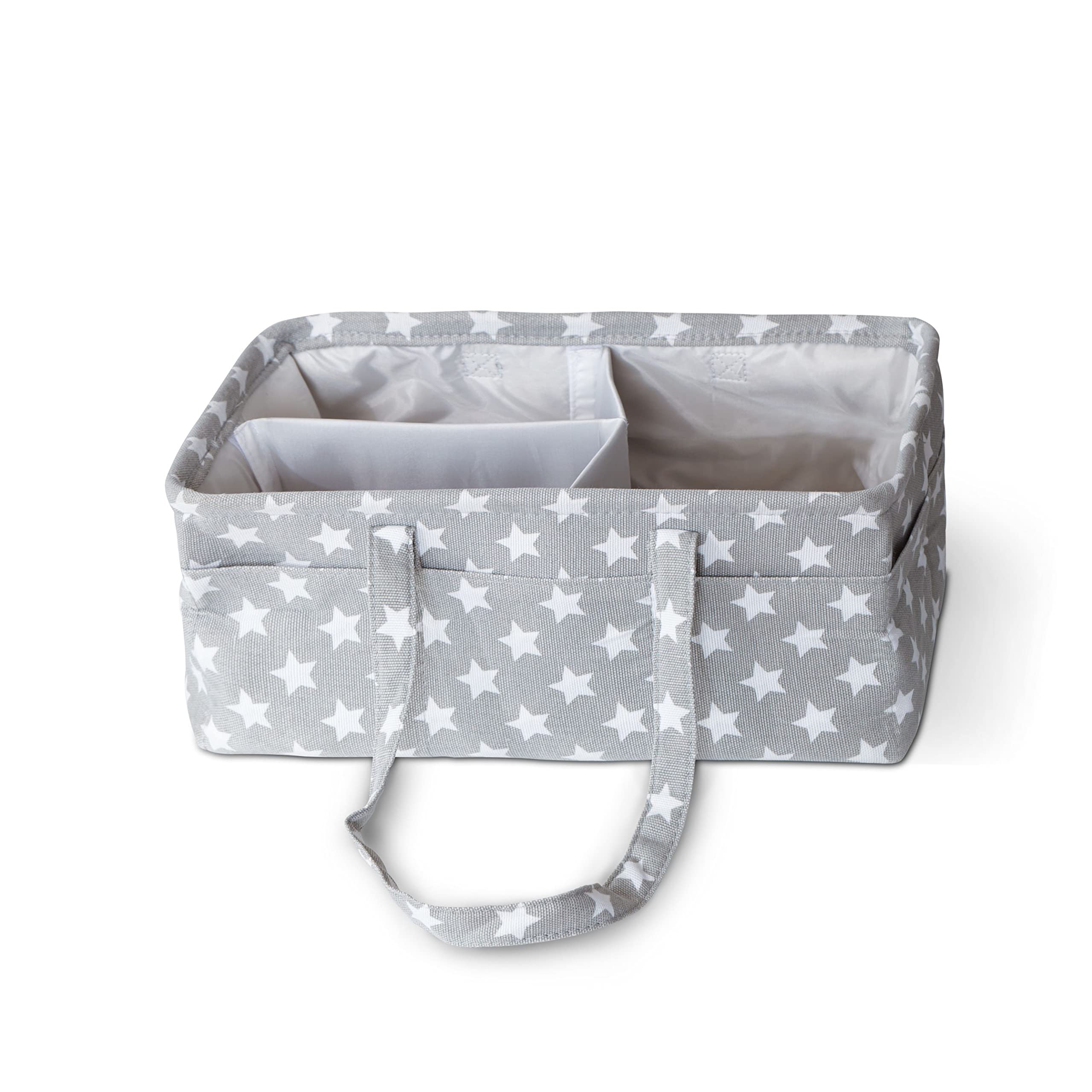 K-One Baby Nappy Caddy Organizer With 3 Removable Compartment for New Born Infant Nursery| Portable & Foldable Car Organizer | Diaper Wipes Storage Box (Grey)