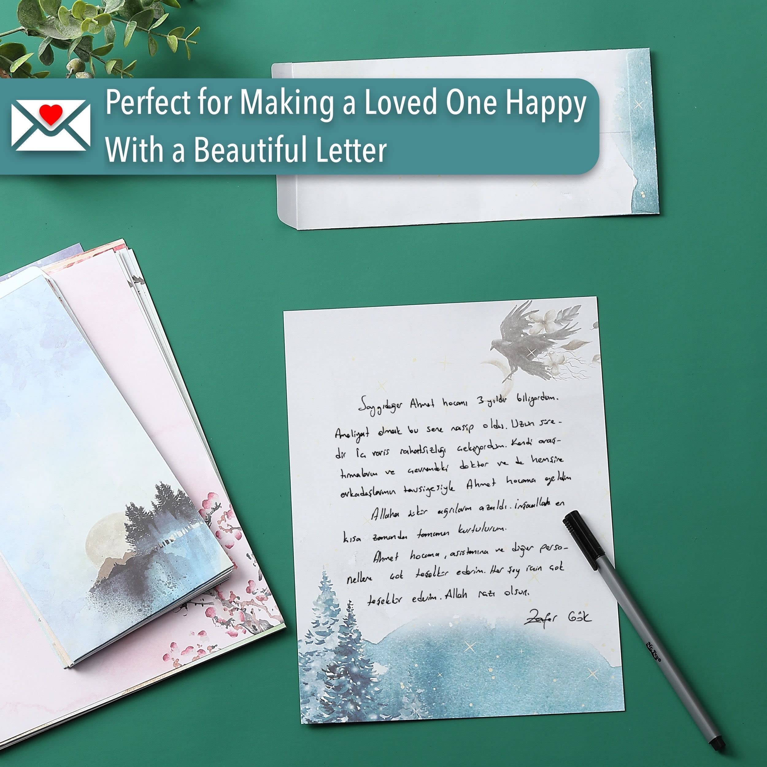 Mr. Pen Stationery Writing Paper with Envelopes for Writing Letter, 30 Letter Writing Paper+18, Cute Stationary Set