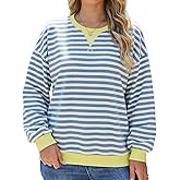 Fyralis Women's Striped Oversized Sweatshirt, Long Sleeve Crewneck Pullover Top, Casual Fall Clothes
