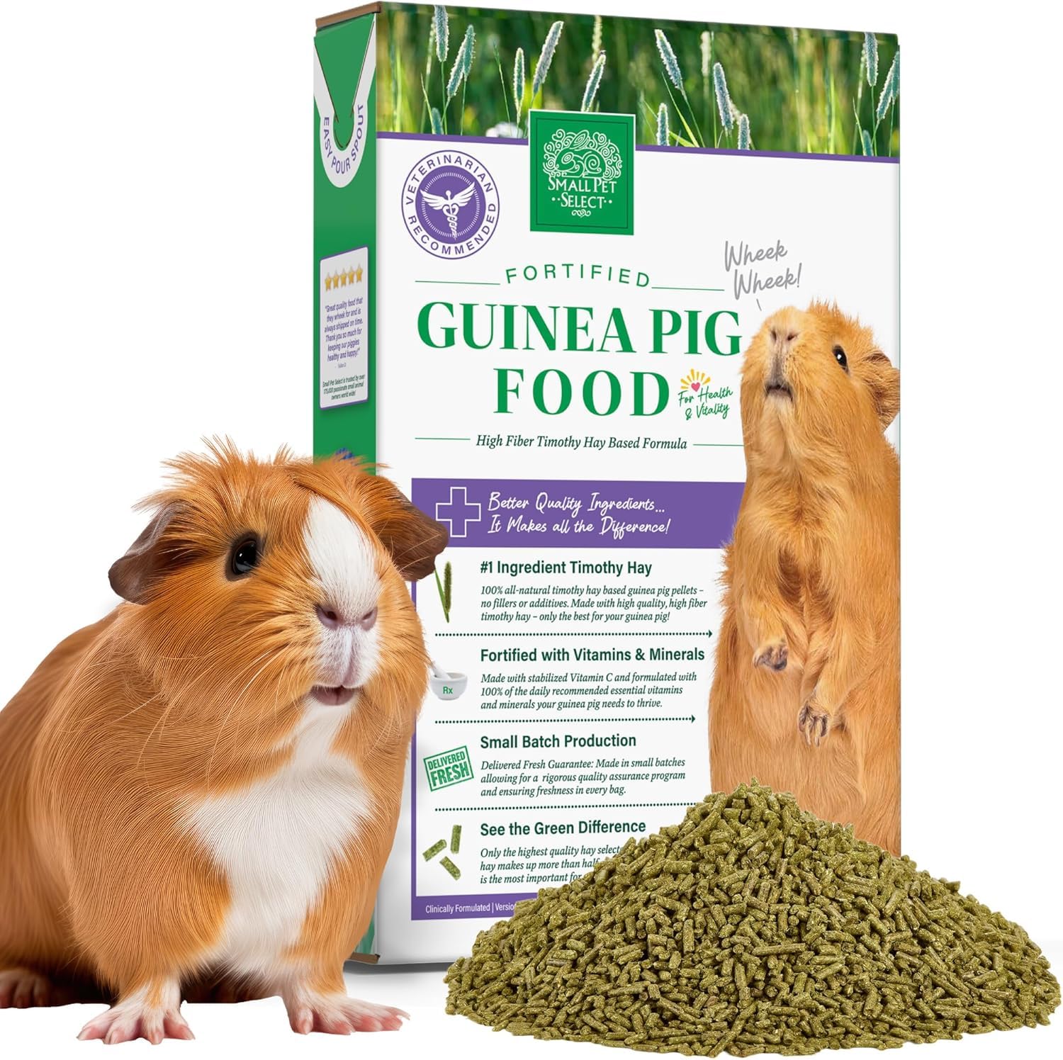 Small Pet Select – Guinea Pig Food Pellets, 5lb (2.26 kg) Bag | Premium Timothy Hay-Based Formula with Essential Nutrients for Everyday Health & Digestion