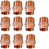 (10pcs) EZ-FLUID Plumbing 1/2" C X MIP LF Copper Male NPT Adapter Pressure Copper Fittings,Sweat Solder Connection for Reside