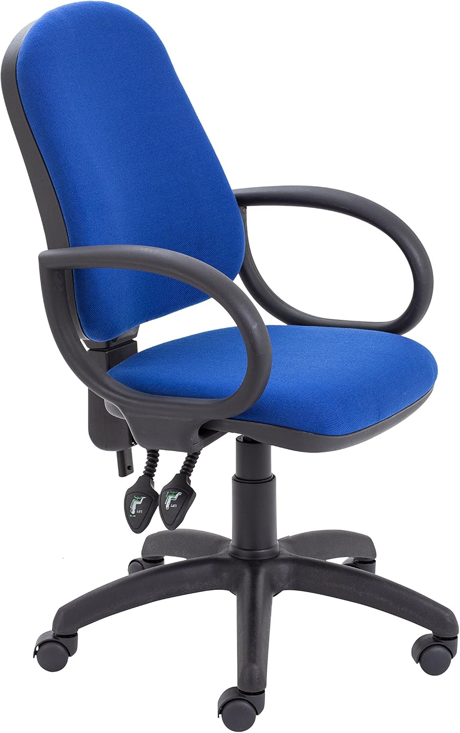 Office Hippo 2 Lever Office Swivel Chair with Fixed Arms, Computer Desk Chair with Curved Back, Adjustable Backrest
