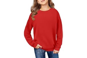 Arshiner Girls Crewneck Sweatshirt Long Sleeve Pullover Tops Drop Shoulder Sweatshirts Color Block Ribbed Trim for 5-14 Years