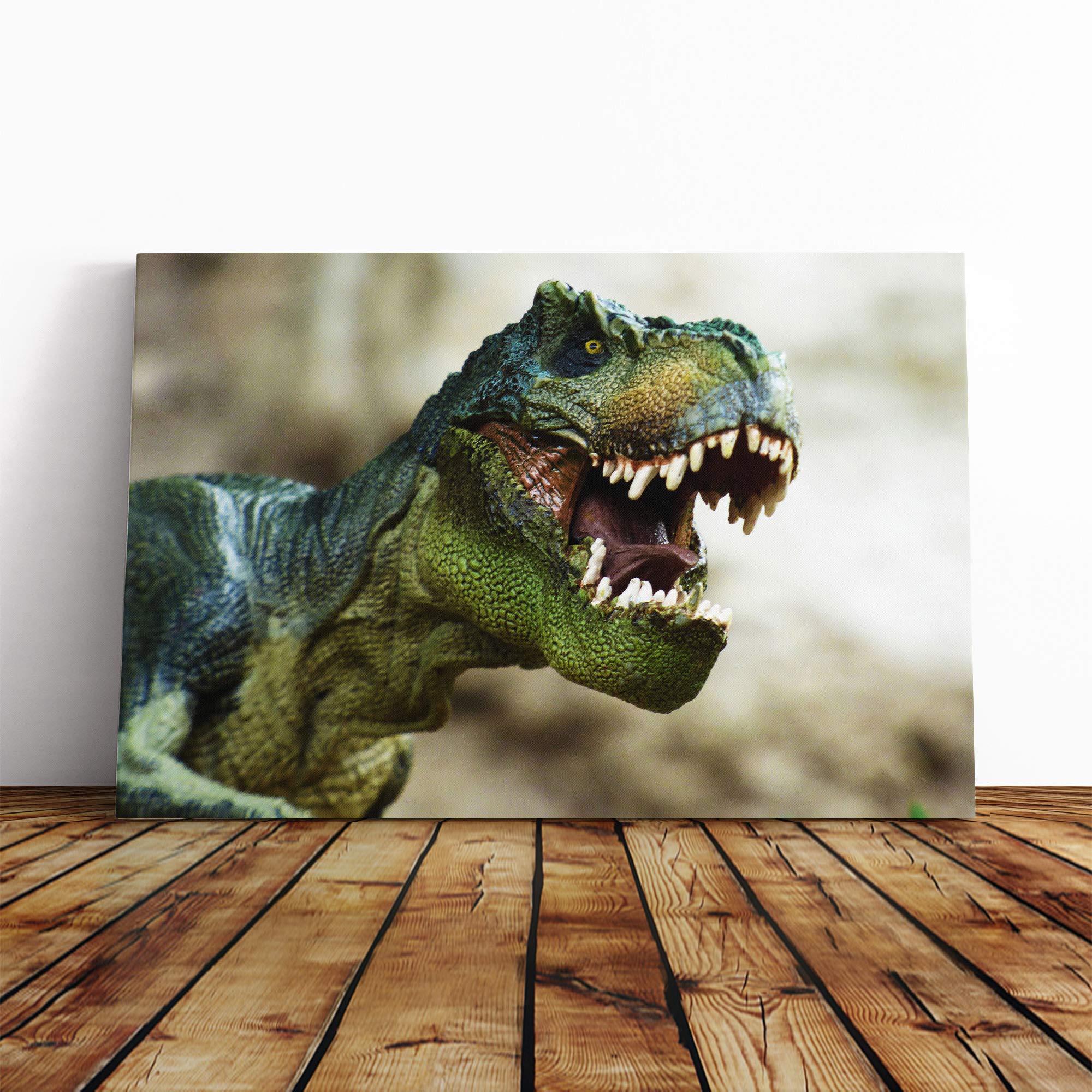 Tyrannosaurus Rex Dinosaur (3) Canvas Print | Gallery Wrapped 30mm Frame Wall Art | 20x14 inches | Ready to Hang | Modern Picture | Living Room Bedroom Lounge Office