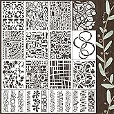 Stencils for Crafts Reusable Texture Stencils for Painting 10"x8" | Geometric Background Abstract Stencil for Painting on Wood Wall Furniture Card Canvas Paper Scrapbook