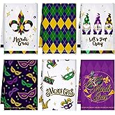 FuWeave 6 Pcs Mardi Gras Kitchen Towels Carnival Mask Farmhouse Hand Dish Towels De Lis Iris Drying Tea Cloth for Kitchen Drying Baking Cooking Mardi Gras Carnival Decor(Classic)