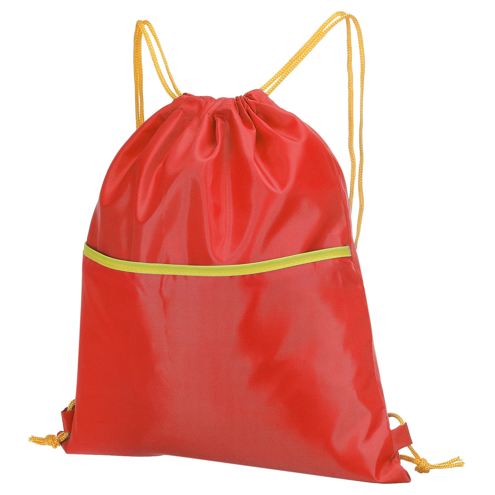 PATIKIL Drawstring Backpack Bag, Drawstring Gym Bag String Backpack with W Zipper Side Pocket for Women Men, Red