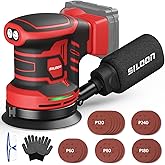 Cordless Random Orbital Sander Compatible for Mik 18V Max, 5-Inch Brushless Electric Palm Sander with 19000 RPM & Dust Collector, 6 Variable Speed, 18 Pcs Sandpaper for Sanding (No Battery)