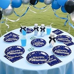 Grencian 96 Pcs Retirement Party Supplies Blue and