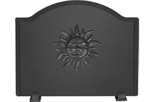 Permade Iron Fireback with Feet - 22.5in Sun Fireplace Heat Reflector, Heat-Resistant Material with Decorative Design for Wall Protection