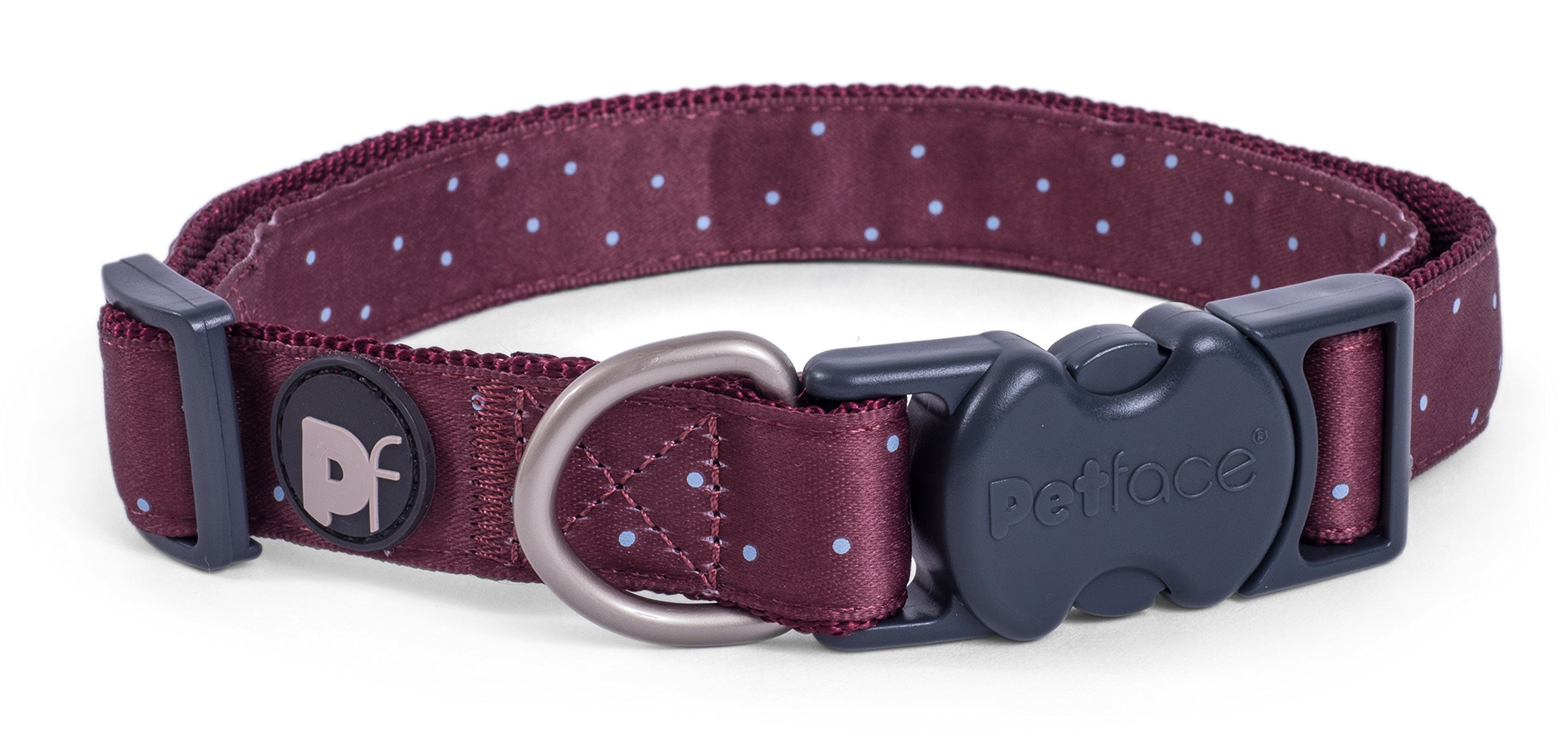 Petface Ox Blood Ditsy Spot Dog Collar, Medium