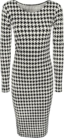 black and white dogtooth dress