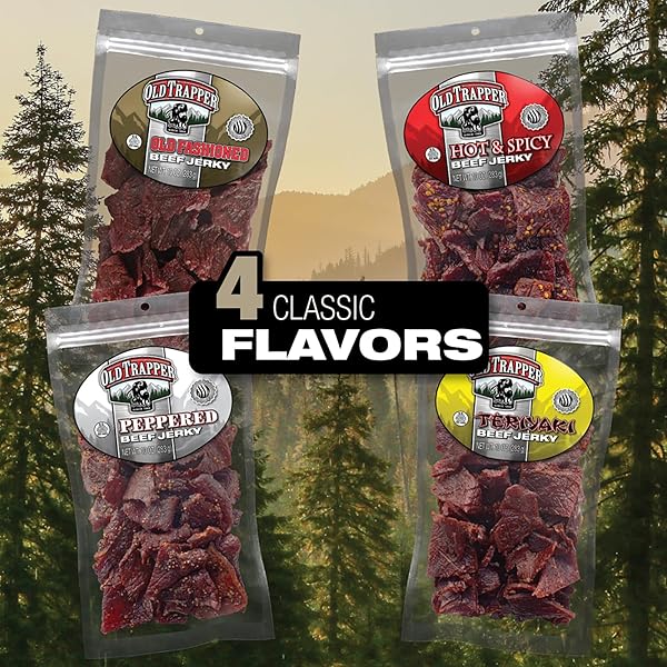 OLD TRAPPER BEEF JERKY, OLD-FASHIONED 10-OUNCE BAG, TENDER MEAT SNACKS FOR LUNCHES OR BETWEEN MEALS, 11 GRAMS OF PROTEIN, ZERO GRAMS OF FAT, AND 70 CALORIES PER OUNCE (PACK OF ONE)