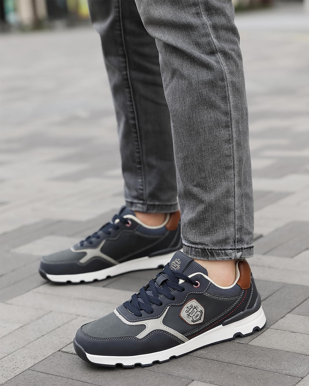 ARRIGO BELLO Schuhe Herren Sneaker Leather Freizeitschuhe Business Walkingschuhe Atmungsaktive Sportschuhe Größe 41-46 (A4 Blau, Größe_45) 9