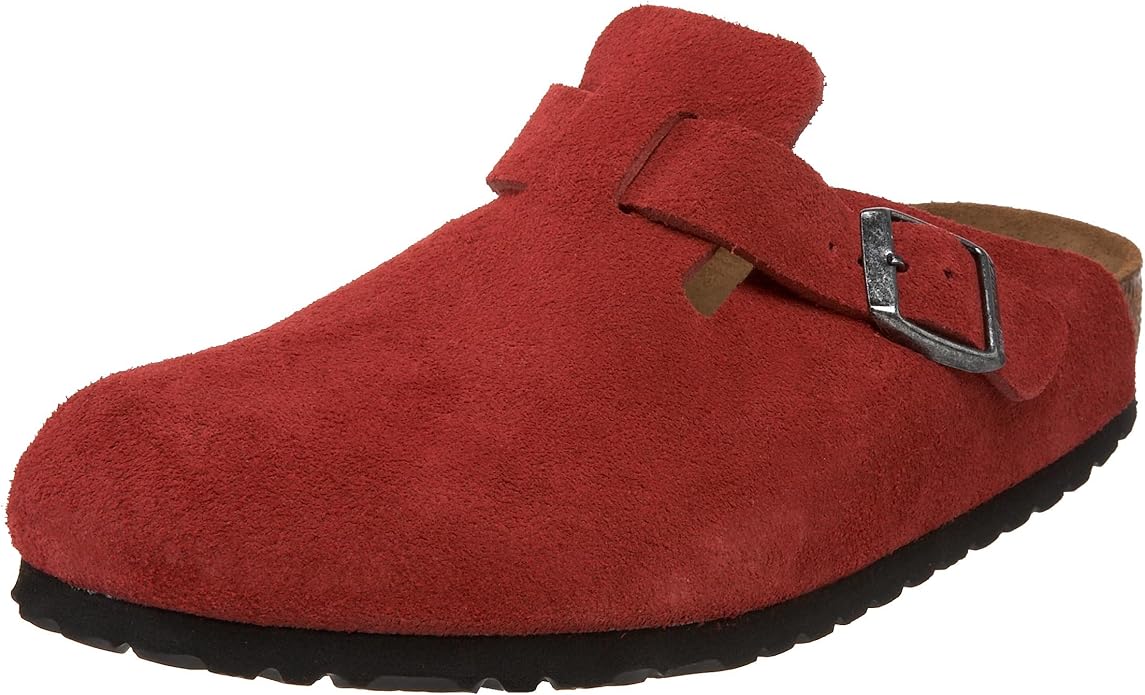 red suede clogs