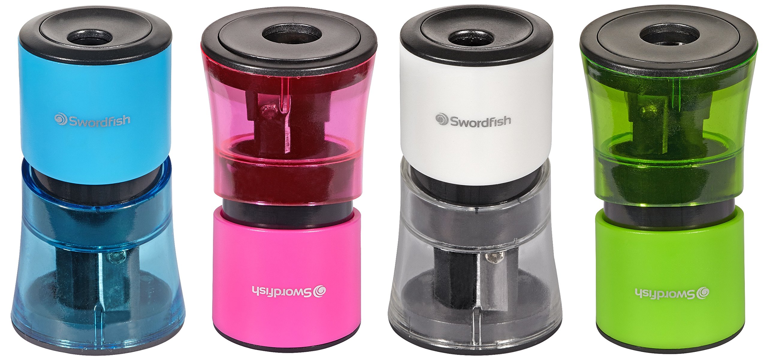 Swordfish ‘Twin Inverta’ Double-Hole Pencil Sharpener with Mess-Free Canister [Pack of 12] Assorted Colours [40271]