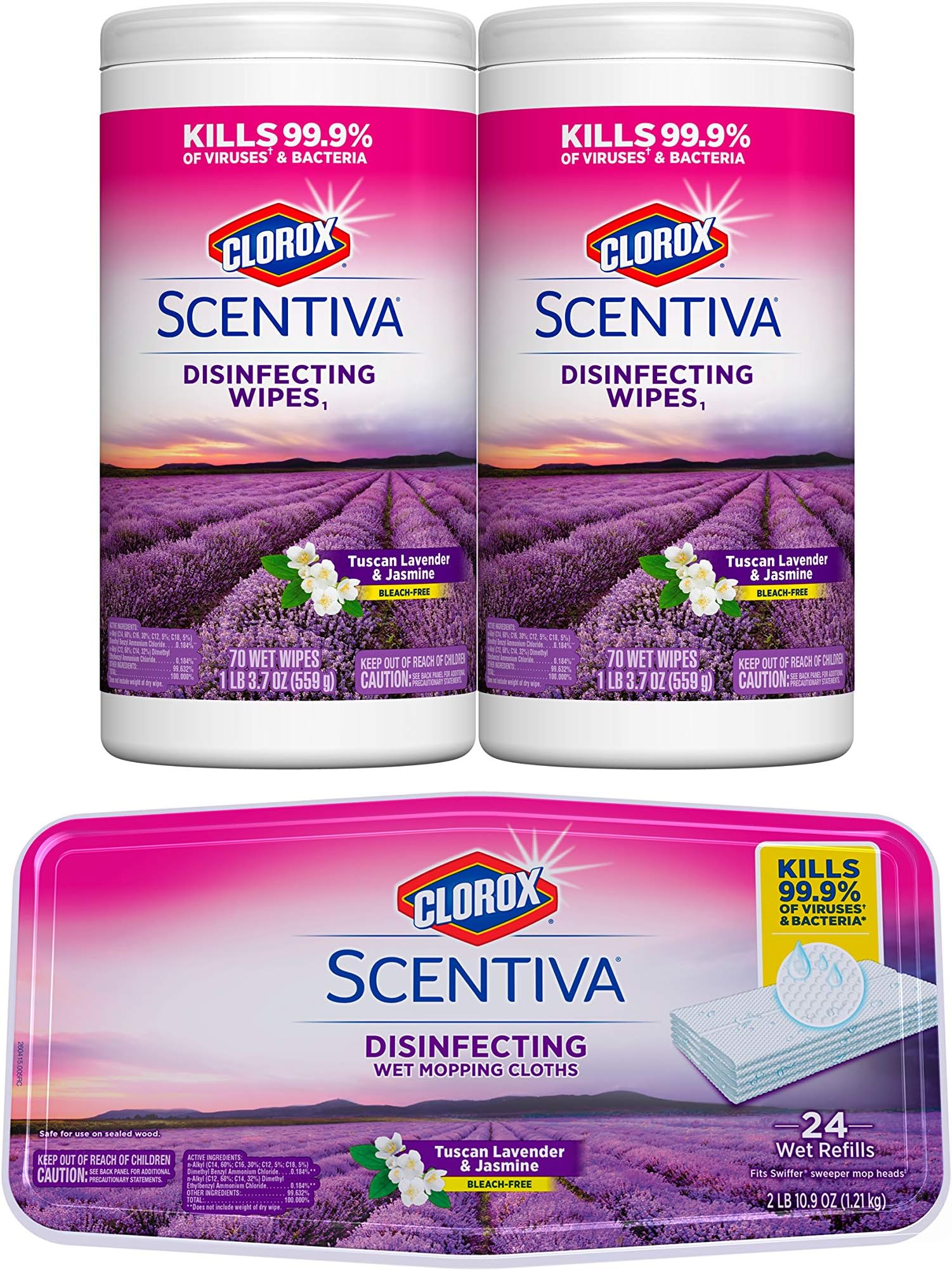Clorox Scentiva Disinfecting Wipes, Tuscan Lavender & Jasmine, 2 Pack
