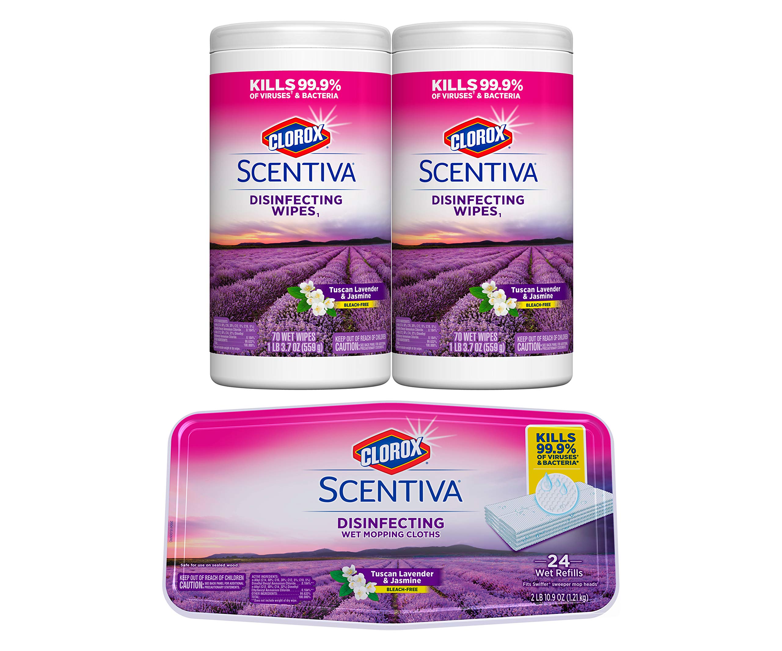 Clorox Scentiva Disinfecting Wipes, Tuscan Lavender & Jasmine, 2 Pack