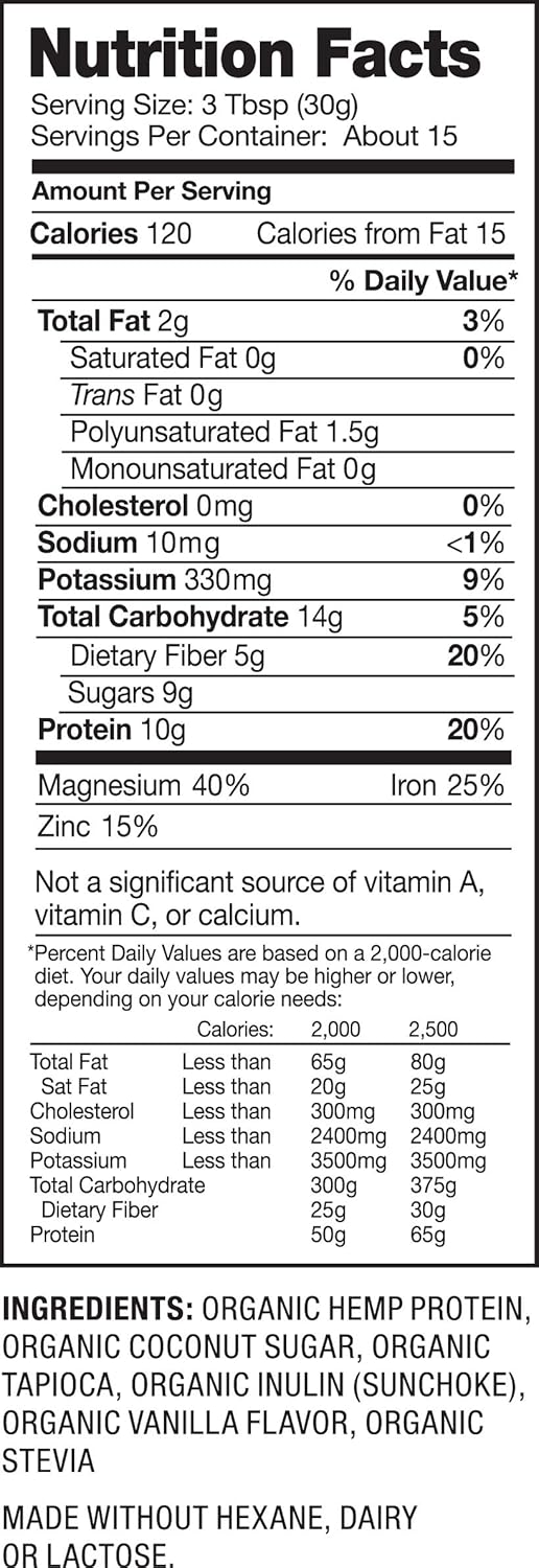 Nutiva Organic Cold-Pressed Hemp Seed Protein Powder, Vanilla, 16 Ounce: Grocery & Gourmet Food