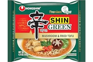 Nongshim Ramen Noodles, Gourmet Instant Ramen, Premium Microwavable Noodle Soup, Vegan Shin Green, 4.4 Ounce (Pack of 4)