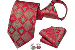 Dubulle Boys Christmas Zipper Ties Xmas Pretied Necktie for Boy and Pocket Square Age 8-12 Boys Party Festival
