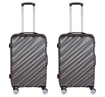3G Combat Series 8018 ABS Set of 2 20 Inch Hard Sided Cabin Size Brown Suitcase