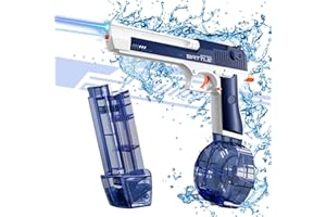 BRICKTRIBE Electric Water Gun, Automatic Water Gun for Kids Adults, Poweful High Capacity 434CC+58CC Water Squirt Guns, Up to 30 Feet Range, Water Squirt Guns for Summer Pool Party Beach Outdoor(Blue)