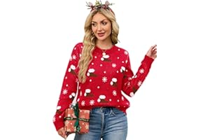 SunnyMelody Womens Christmas Funny Ugly Sweater Winter 2025 Vacation Outfits Oversized Crew Neck Xmas Pullover Tops