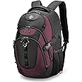 Swissdigital Design Business Laptop Backpack with Smart USB Charging Port, Travel Backpack Fits 15.6 inches Laptops, Water Repellent College Backpack for Men Women, Angola red/Black | SD803